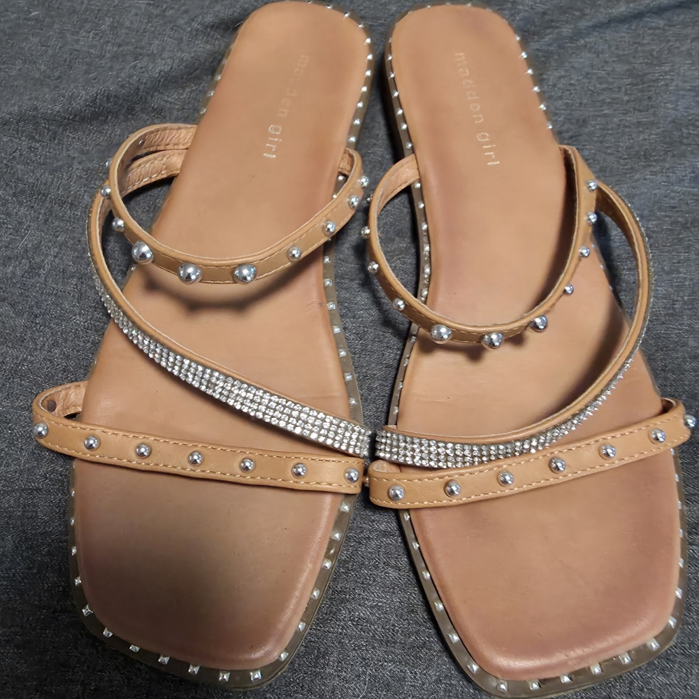 Madden Girl Brown Sandals with Silver Studs